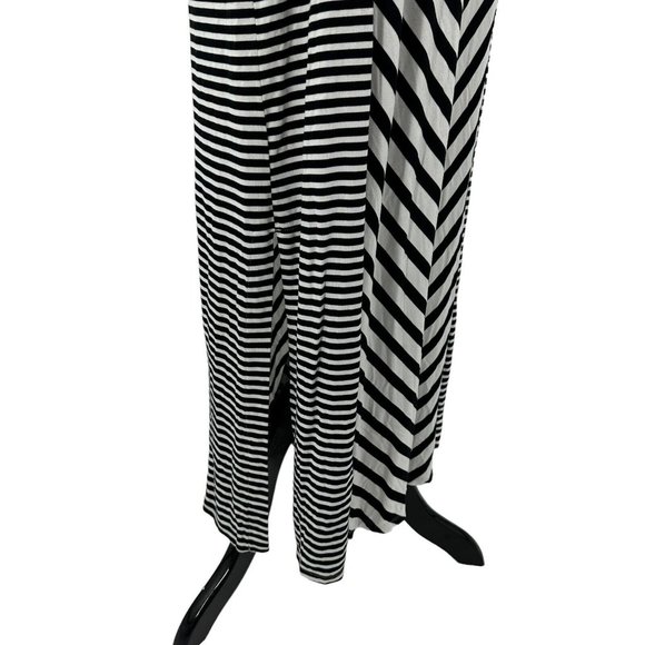 SOMA Weekend Black White Stripe Sz S Soft Jersey Maxi Dress Shelf Bra Racerback - Picture 7 of 14